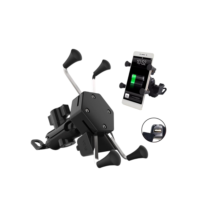 Suporte de Celular Para Moto Universal Com Carregador Usb Carregamento Garras Aluminio Sem Elástico
