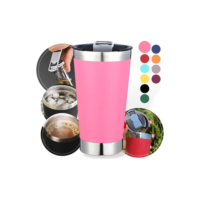 Copo Térmico de Aço Inox 500ml com Abridor e Tampa - Conserva a Temperatura de Bebidas como Chopp, Cerveja, Refrigerante e Café (Rosa)