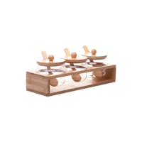 Conjunto 3 Potes em Vidro Borossilicato Com Tampa Hermética Colher Suporte Rack em Bambu 280ml - Wolff