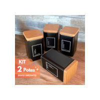 Kit 2 Latas Hérmetico Pote Café e Açúcar Porta Organidor de Cozinha Mantimentos Multiuso Metal Casa