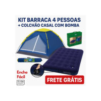 Kit Barraca Iglu 4 Lugares + Colchão Casal C/ Bomba De Pé Camping Acampamento Bomba de Ar