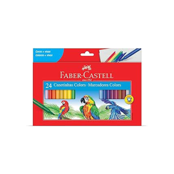 Hidrográfica com 24 Cores Estojo Cartão, Faber-Castell, 15.0124CZF, Multicor