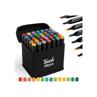 Kit 36 Canetinhas Coloridas Marcador Permanente Ponta Dupla Para Colorir Bobby Goods Desenho Profissional e Escolar Lettering Com Estojo Organizador