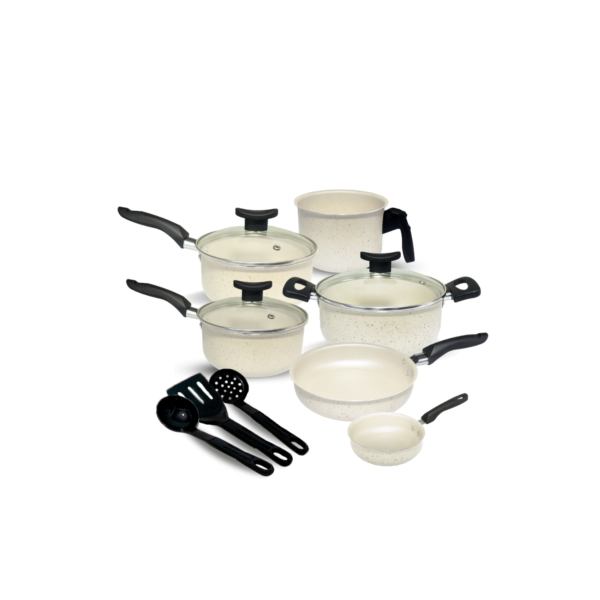 Jogo de Panelas Elegance Antiaderente Teflon 9 Peças Tampa Vidro