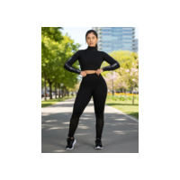 Conjunto Moda Fitness Feminino Calça E Top Manga Longa