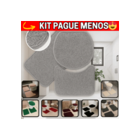 Tapete para Banheiro 3 Peças Pelúcia Algodão Macio Antiderrapante Rosa Preto Marfim Branco Cinza