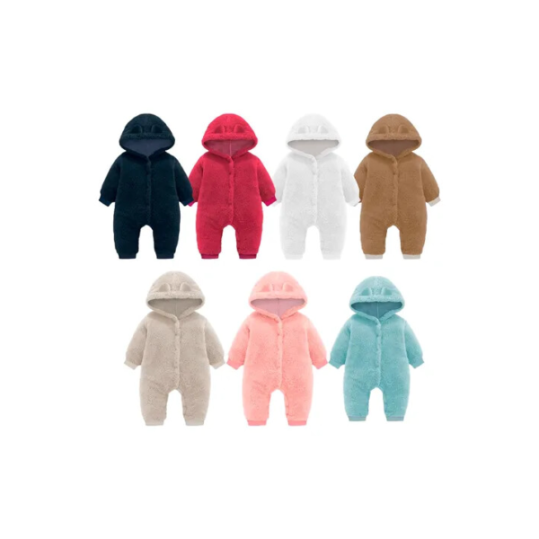 Roupa De Bebe Menino Menina Macacão Teddy Pelúcia Capuz Frio