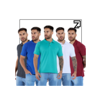 Kit 5 Camisa Polo Masculina Básica Varias Cores
