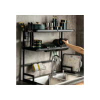 1/2Rack de pratos em camadas sobre a pia Rack de secagem de pratos Escorredor de pratos/Vem com um suporte de esponja