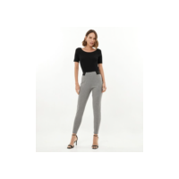 Calça Legging com Padronagem Xadrez Pied-de-Poule Preto