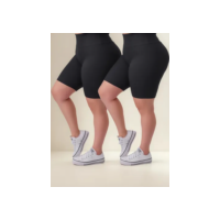 Kit C/2 Bermudas Feminina Plus Size Legging Cós Alto Suplex