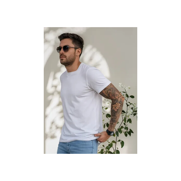 Camisa Básica Masculina Algodão Slim Fit Blusa Premium Lisa