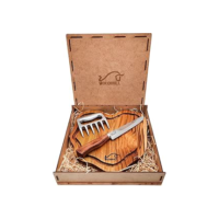 Kit Churrasco Edição Especial, com Ferramentas para Preparar e Servir Carnes com Estilo, Ideal para Churrascos, Festas e Presente, Tábua Artesanal, Faca Inox 7" e Garra de Urso – WOODBULL.