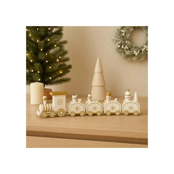Enfeite De Natal Trenzinho Decoração Madeira 24cm Papai Noel - Dourado - Trenzinho Soldadinho De Chumbo