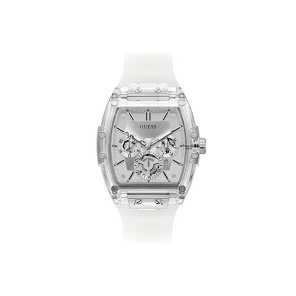 Relógio GUESS com detalhes em cristal, Prateado/branco, 43 x 51 mm (Phoenix GW0203G1)