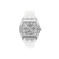Relógio GUESS com detalhes em cristal, Prateado/branco, 43 x 51 mm (Phoenix GW0203G1)