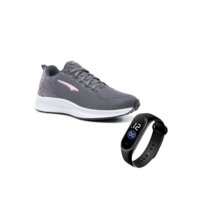 Tenis Academia Feminino Leve Macio Corrida + Relogio (Grafite, BR, Adulto, Numérico, 36)