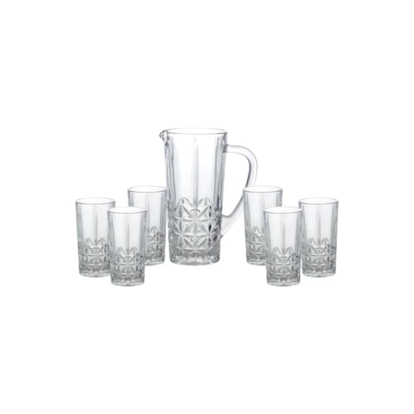 Conjunto 6 Copos Altos 270ml e 1 Jarra 1L de Vidro Stella Kit para Servir - Wolff