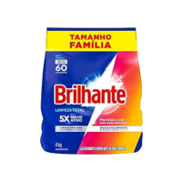 Brilhante Lava-Roupas Em Pó Roupas Brancas E Coloridas Limpeza Total Pacote Tamanho Família 4 Kg (Pacote De 1)