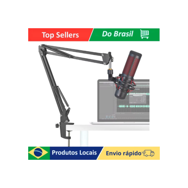 Suporte para Microfone de mesa profissional ajustável, Braço Articulado compatível com hyperx quadcast  e outros microfones