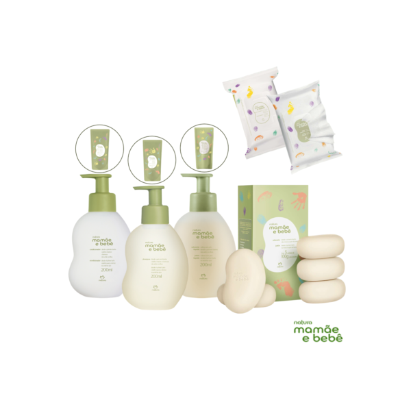 Linha Mamãe e Bebê Natura: Shampoo, Condicionador, Sabonete Líquido/Barra, Saboneteira ou Lenços Umedecidos