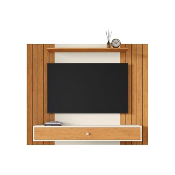 Painel Ripado Para Tv 43 Polegadas Berlim Com Gaveta Casa Jd (Off White Ripado)