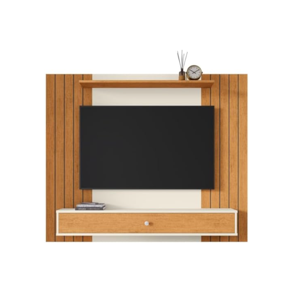 Painel Ripado Para Tv 43 Polegadas Berlim Com Gaveta Casa Jd (Off White Ripado)