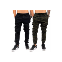 Kit 2 Calças Jeans Camuflada Masculina Jogger C/ Punho Lycra