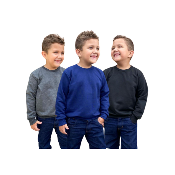 Kit 3 Blusas Manga Longa Moletom Moletinho Infantil Menino Segunda Pele