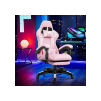 Cadeira Ergonomica Gamer Com Apoio Para Os Pés（Rosa)