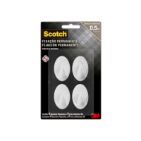 Scotch, 3M, Gancho Adesivo, Fixação Permanente, Sem Furos, Branco, 4 unidades