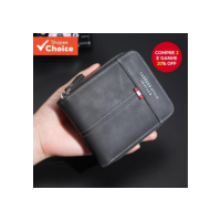 Carteira Masculina Com Zíper Em Bloco Colorido-Porta-Moedas E Cartão Curto Multifuncional