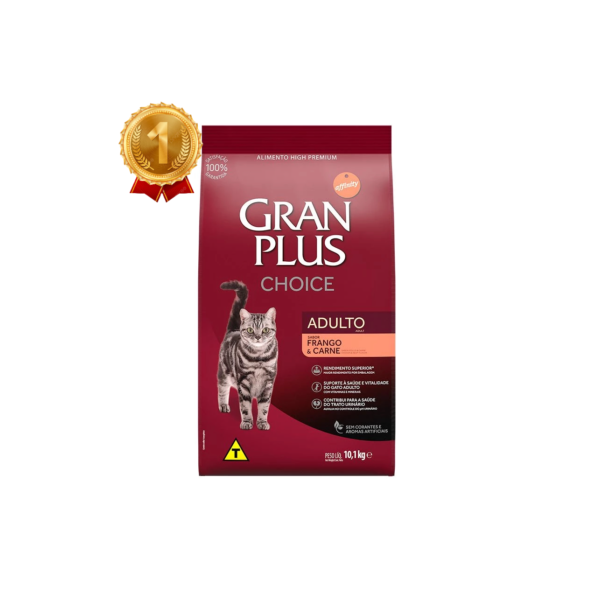 Ração GranPlus Choice Gatos Adultos Frango e Carne 10,1kg