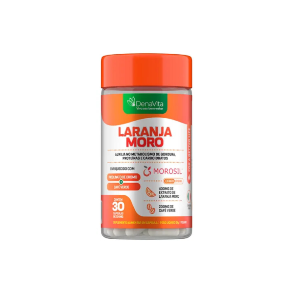 Laranja Moro Morosil + Cromo + Café Verde - Denavita Sabor Extrato de Laranja Moro Morosil 30 Cápsulas - Denavita