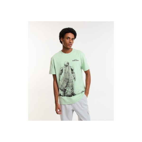 Camiseta Comfort em Algodão com Estampa The Mandalorian Verde