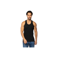 Regata Masculina Lisa Decote Costas Fechado Canelada Algodão