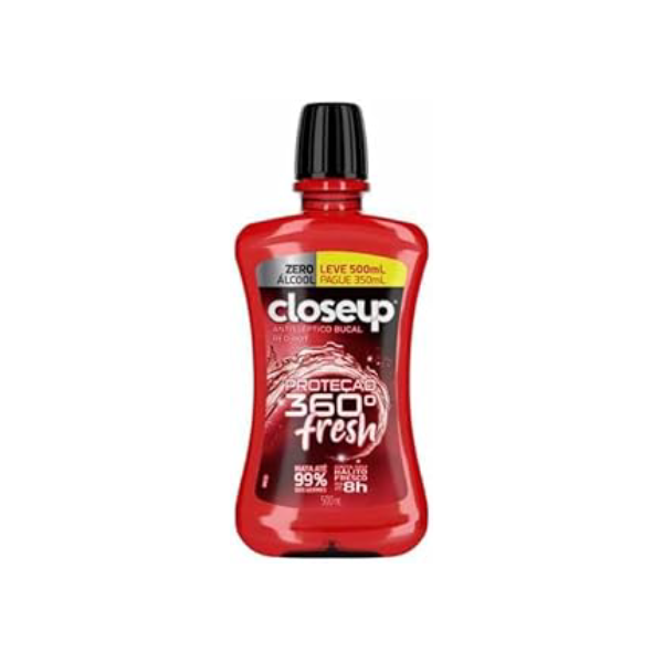 Close Up Enxaguante Bucal Antisséptico Zero Álcool Red Hot Proteção 360° Fresh Frasco Leve 500Ml Pague 350Ml