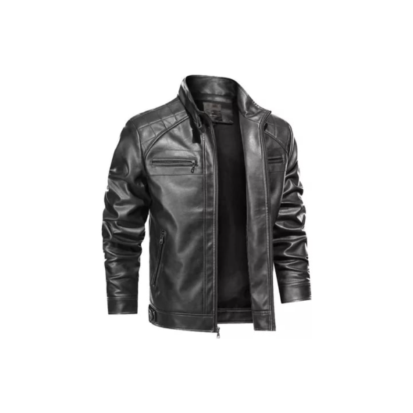 Jaqueta De Couro Masculina Slim Forrada