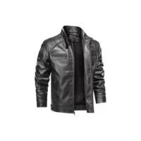 Jaqueta De Couro Masculina Slim Forrada