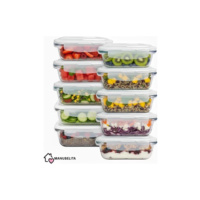 Kit 10 Potes Vidro 640ml Hermético Marmita Forno Refratário Sortida