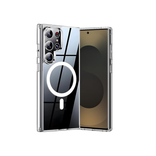 Capa Mag-Safe para Samsung [Galaxy S25 ULTRA] Capinha Premium Magnética com [Proteção de Camera] Clear Case Transparente [Anti-Amarelamento], Compatível com MagSafe, Anti Impacto