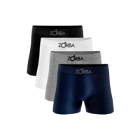 Kit 4 Cueca Boxer Algodão Sem Costura Zorba Adulto Masculina