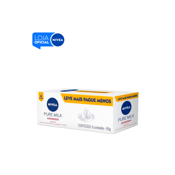 Kit NIVEA Sabonete em Barra Pure Milk Sensitive 90g (6 unidades)