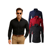 Camisa Social Masculina Slim Manga Longa com Elastano - Não Amassa