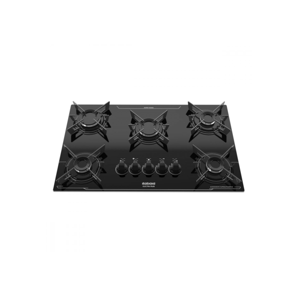 Cooktop 5 Bocas Itatiaia Electra Plus Vidro Temperado Gás 5Q Preto Bivolt