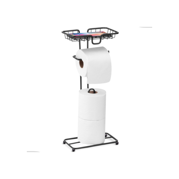 Porta Papel Higiênico Dispenser Porta Celular Banheiro Lavabo Decoração Preto Arthi
