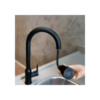 Torneira de Cozinha Gourmet Flexível Misturador Monocomando Inox Preto com 2 opções de Jato ELORIA