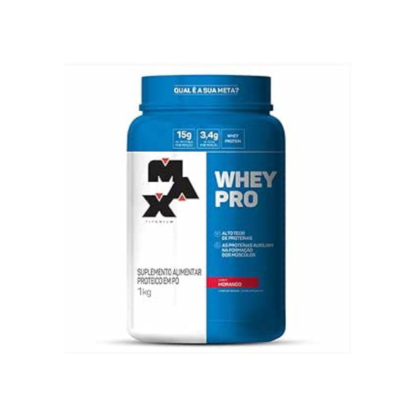 Whey Pro - 1000g Morango - Max Titanium, Max Titanium