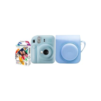 Kit Câmera Instax Mini 12 com pack 10 fotos Spray Art e Bolsa Azul Candy