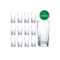 Jogo De 12 Copos Vidro Bali Quadrado Luxo Transparente 320ml